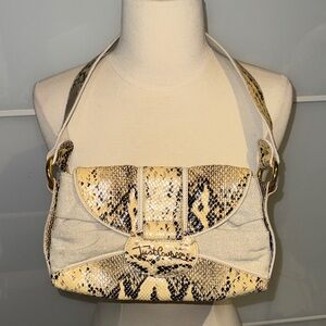 Just Cavalli Beige and Black Snakeskin Shoulder Bag